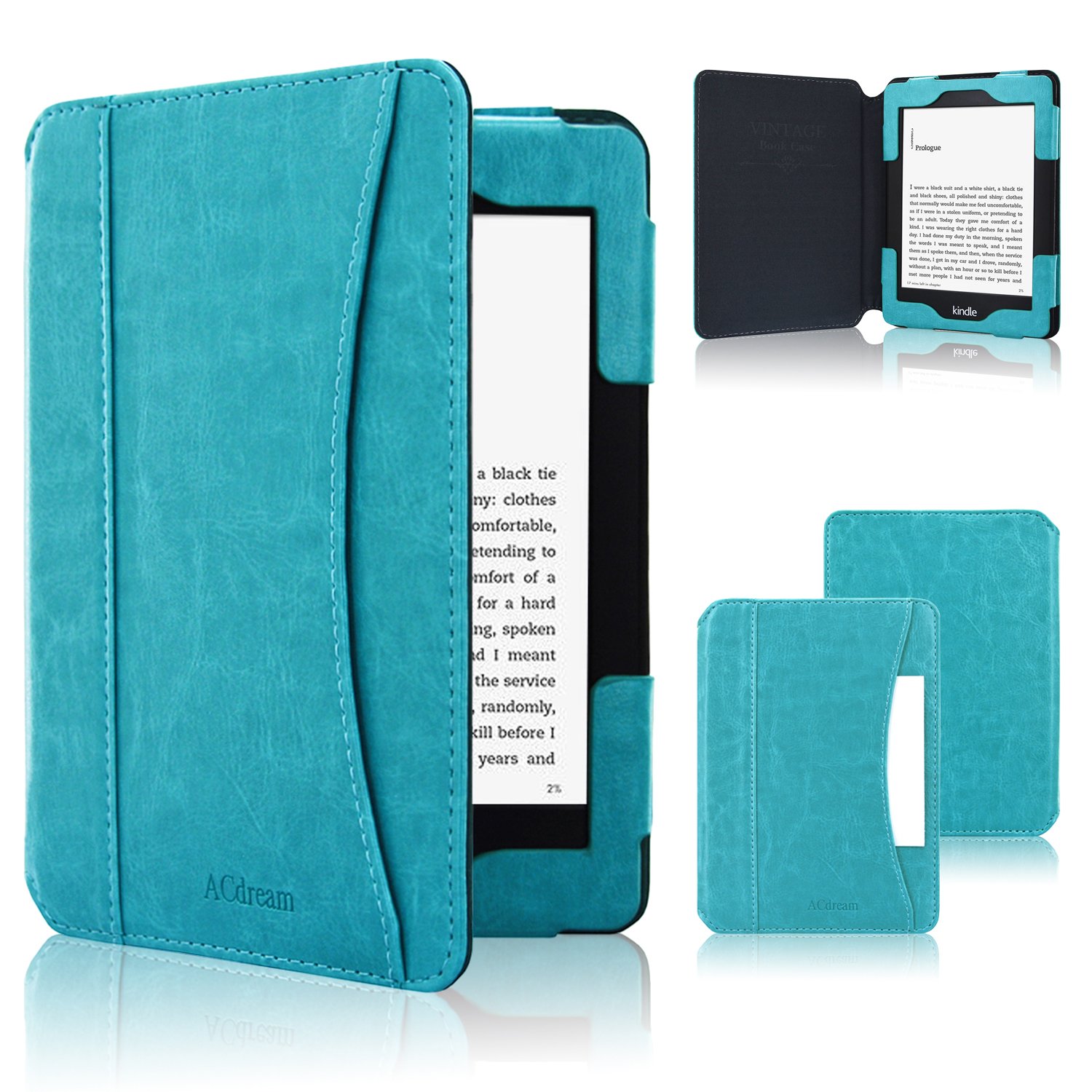Book Cover ACdream Case for Kindle Paperwhite, Folio Smart Cover Leather Case with Auto Sleep Wake Feature for All New and Previous Kindle Paperwhite Models, Sky Blue sky blue1