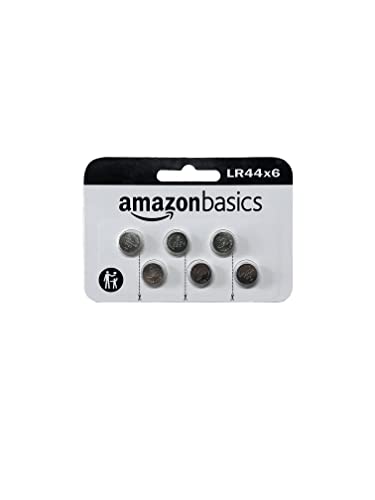 Amazon Basics 6-Pack LR44 Alkaline Button Coin Cell Battery, 1.5 Volt, Long Lasting Power, Mercury-Free