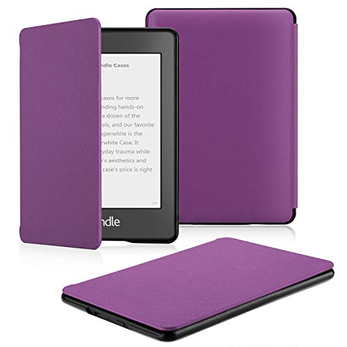 Book Cover OMOTON Kindle Paperwhite Case (10th Generation-2018), Smart Shell Cover with Auto Sleep Wake Feature for Kindle Paperwhite 10th Gen 2018 Released, Purple