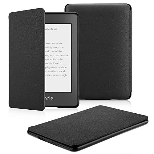 Book Cover OMOTON Kindle Paperwhite Case (10th Generation-2018), Smart Shell Cover with Auto Sleep Wake Feature for Kindle Paperwhite 10th Gen 2018 Released, Black