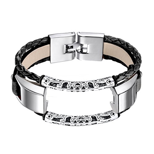 bayite Leather Bands Compatible with Fitbit Alta and Alta HR, Adjustable Metal Clasp Accessory Bracelet Small Large