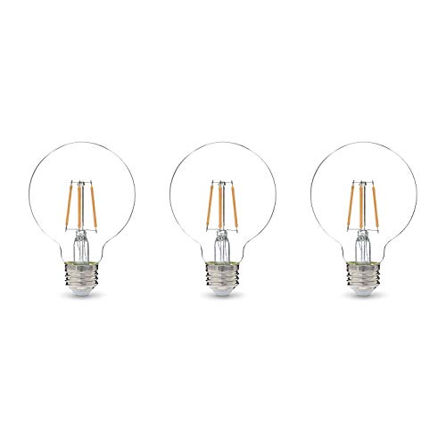 Amazon Basics 60W Equivalent, Clear, Soft White, Dimmable, G25 LED Light Bulb | 3-Pack