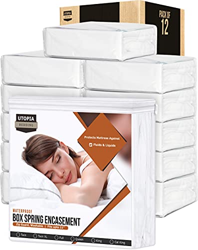 Book Cover Utopia Bedding 120 GSM Waterproof Box Spring Encasement, Breathable, Zippered, Fits 11 Inches Deep, Easy Care (Pack of 12, Twin)