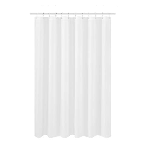 Book Cover N&Y HOME Fabric Shower Curtain Liner 69 x 70 inches, Hotel Quality, Washable, Water Resistant White Spa Bathroom Curtains with Grommets, 69x70