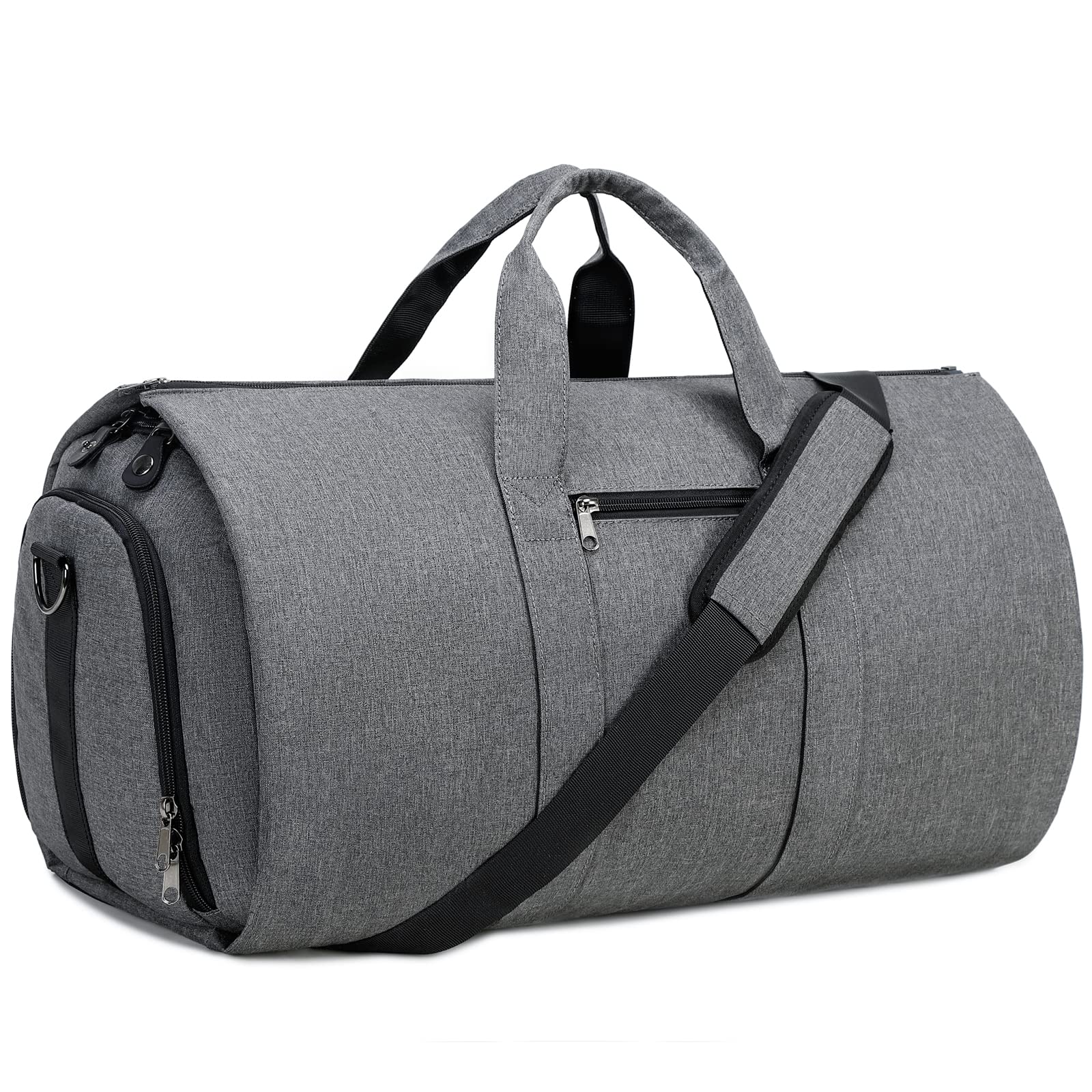 BUG Garment Bags, Convertible Garment Bag with Shoulder Strap, Shoes Compartment, Carry on Travel Suit Bags, 2 in 1 Garment Duffle Bag for Men Women Weekender Bag Grey Middle