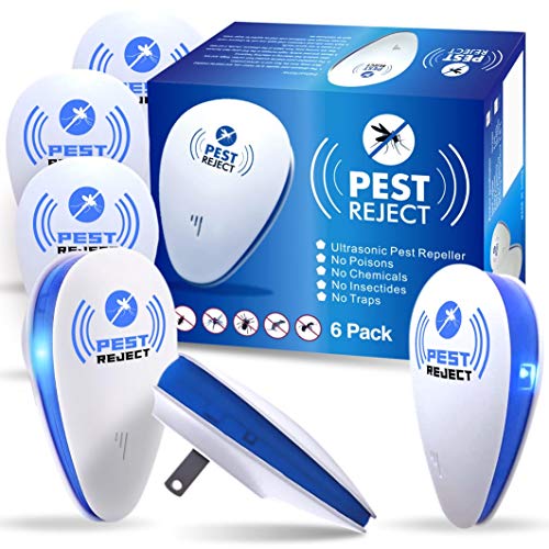 Ultrasonic Pest Repeller {6 Pack} Plug In, Bed Bug Killer, Electronic Mice Repellent, Roach Killer Indoor | Safe, No Harmful Chemicals, Non-Toxic | Effective Against Spiders, Cockroaches, Ants, Mouse
