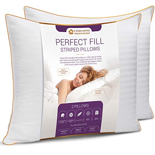 5 STARS UNITED King Luxury Pillows 2-Pack - 50x90 cm - King Size Hotel Quality Pillow for Sleeping - Ultra Soft Support Bed Pillows - Hypoallergenic Fiber - Cotton Covers