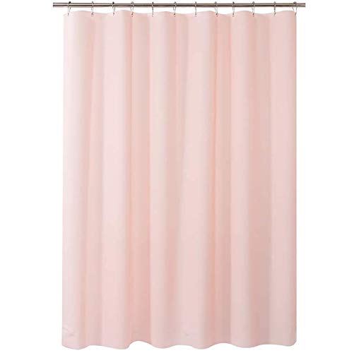 AmazerBath Plastic Shower Curtain, 72 x 72 Inches Pink EVA 8G Thick Bathroom Shower Curtains with Stones and Grommet Holes