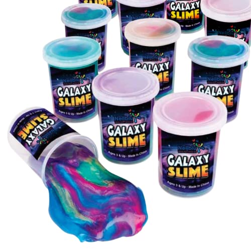 Book Cover Neliblu - 12 Pack Galaxy Slime - Assorted Unicorn Party Favors, Stress Relief Toys for Kids, DIY Decoration - Bulk Party Pack - Goodie Bag Stuffers - 1 Dozen Marble Rainbow Non Toxic Galaxy Slime Kit