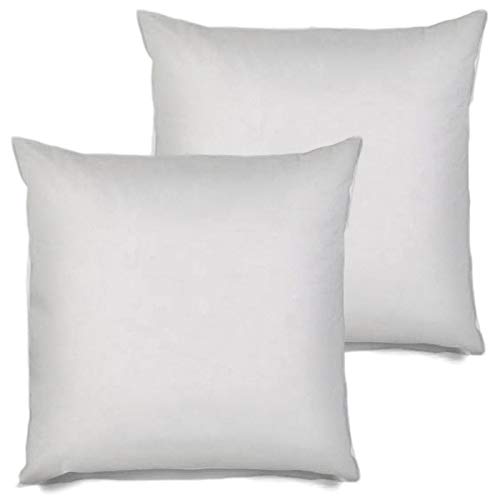 Book Cover MSD 2 Pack Pillow Insert 28x28 Hypoallergenic Square Form Sham Stuffer Standard White Polyester Decorative Euro Throw Pillow Inserts for Sofa Bed - Made in USA (Set of 2) - Machine Washable and Dry