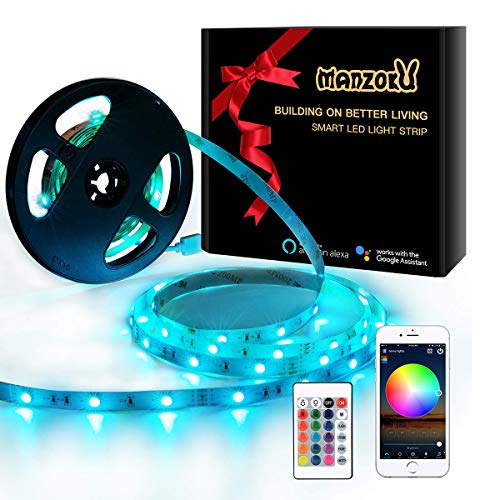 LED Light Strip RGB Rope Lights LED Tape Lights Compatible Alexa/Google Home Waterproof 12V 5050 RGB Flexible Rope Light Kit Smart Phone APP Remote Controlled 16.4ft Light Indoor Outdoor Home
