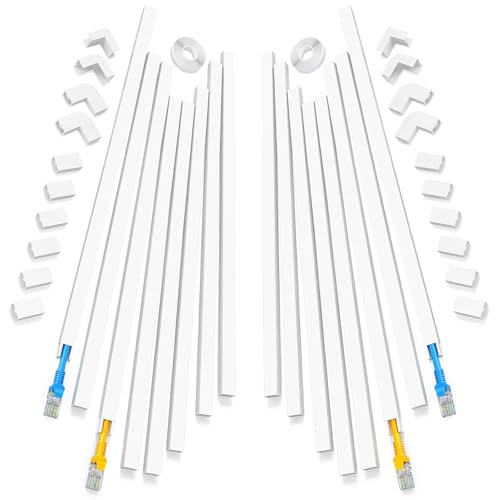Yecaye Ein-Kabelkanal Kabel Concealer - Cmc-03 Kabelabdeckung Wand Kabel-Management-System - 125" Kabel Hider Raceway Kit für EIN Netzkabel, Ethernet-Kabel White 2-Pack