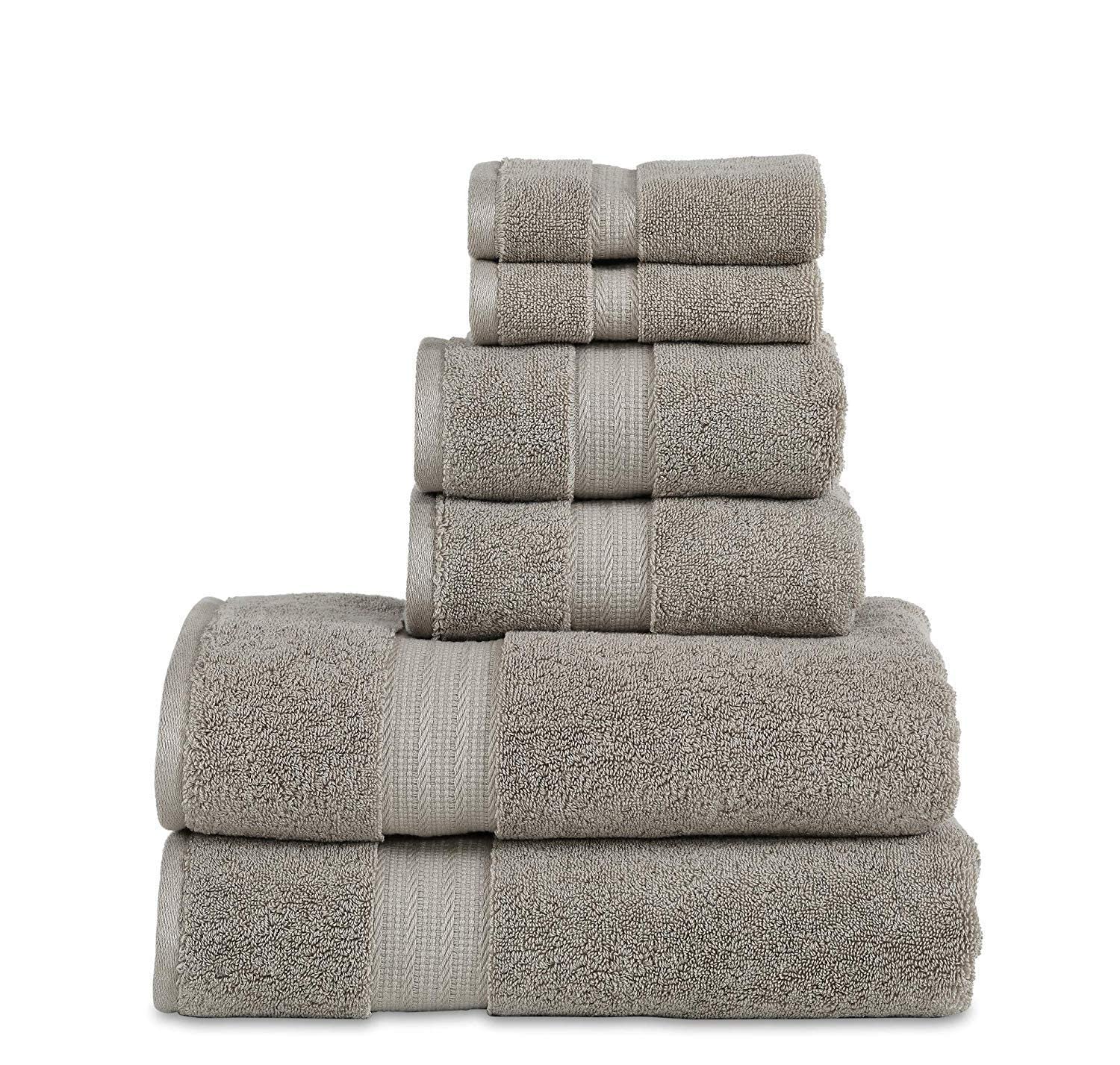 804 GSM 6 Piece Towels Set, 100% Cotton, Premium Hotel & Spa Quality, Highly Absorbent, 2 Bath Towels 27” x 54”, 2 Hand Towel 16” x 28” and 2 Wash Cloth 12” x 12”. Grey Color