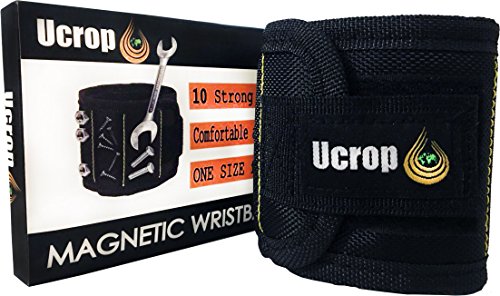 Super Strong Magnetic Wristband for Holding Screws, Nails, Drill Bits - Best Unique Tool Gift for Men, DIY Handyman, Father/Dad, Husband, Boyfriend, Him, Women, Birthday Christmas Ideas Black