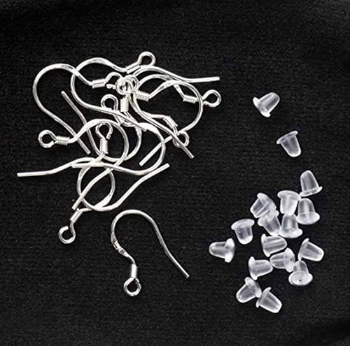 Hollosport 925 Sterling Silver Earring Hooks 12 Pairs for Jewelry Making DIY with 50 Pairs Earring Backs