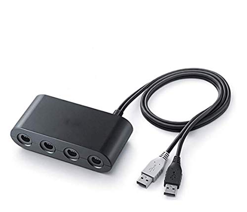 Gamecube Adapter, Gamecube Controller Adapter for WII U PC Switch, 4 USB Ports Newest Version(Black)