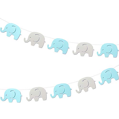 Blue Elephant Garland Baby Shower Banner Decorations Boy Party Birthday Party Supplies Baby Nursery Classroom Decorations Gender Reveal Blue Gray Garland Decoration 10 Feet 17 Pcs