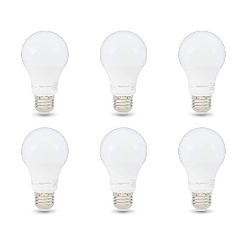 Amazon Basics 60W Equivalent, Soft White, Dimmable, CEC Compliant, A19 LED Light Bulb | 6-Pack