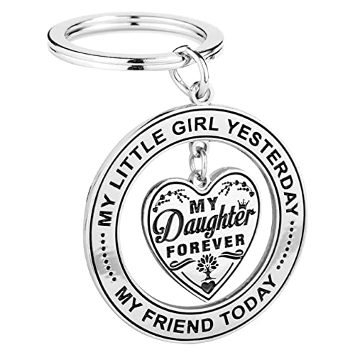 TERAVEX My Little Girl Yesterday, My Friend Today, My Daughter Forever - Valentine's Day Gift Ideas Daughter's Charm Heart Love Keychain, Best Father Mother Gift Idea For Daughter (Dad to Daughter)