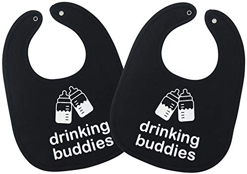 Drinking Buddies Twins Baby Bibs - 100% Soft Cotton, Unisex Twin Bib Set