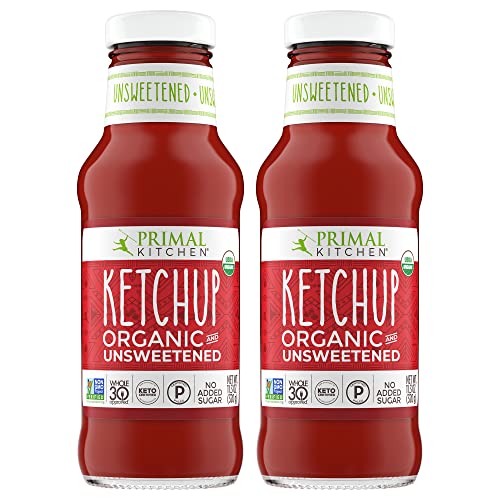 Book Cover Primal Kitchen Organic Unsweetened Ketchup, Whole30 Approved, Paleo Certified, and Keto Certified, 11.3 Ounces, Pack of 2