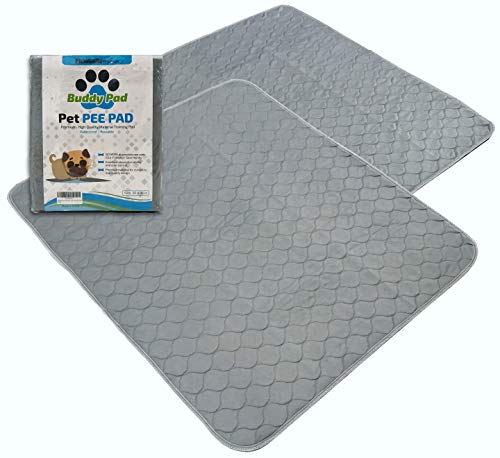 Buddy Pad Washable Pet Pee Pads for Dogs, 2 Pack 30 in x 36 in Large Training, Whelping, Odor Control, Leak-Proof, Absorbent, Non Slip Padded Silicone, Reusable, Waterproof, Easy Clean