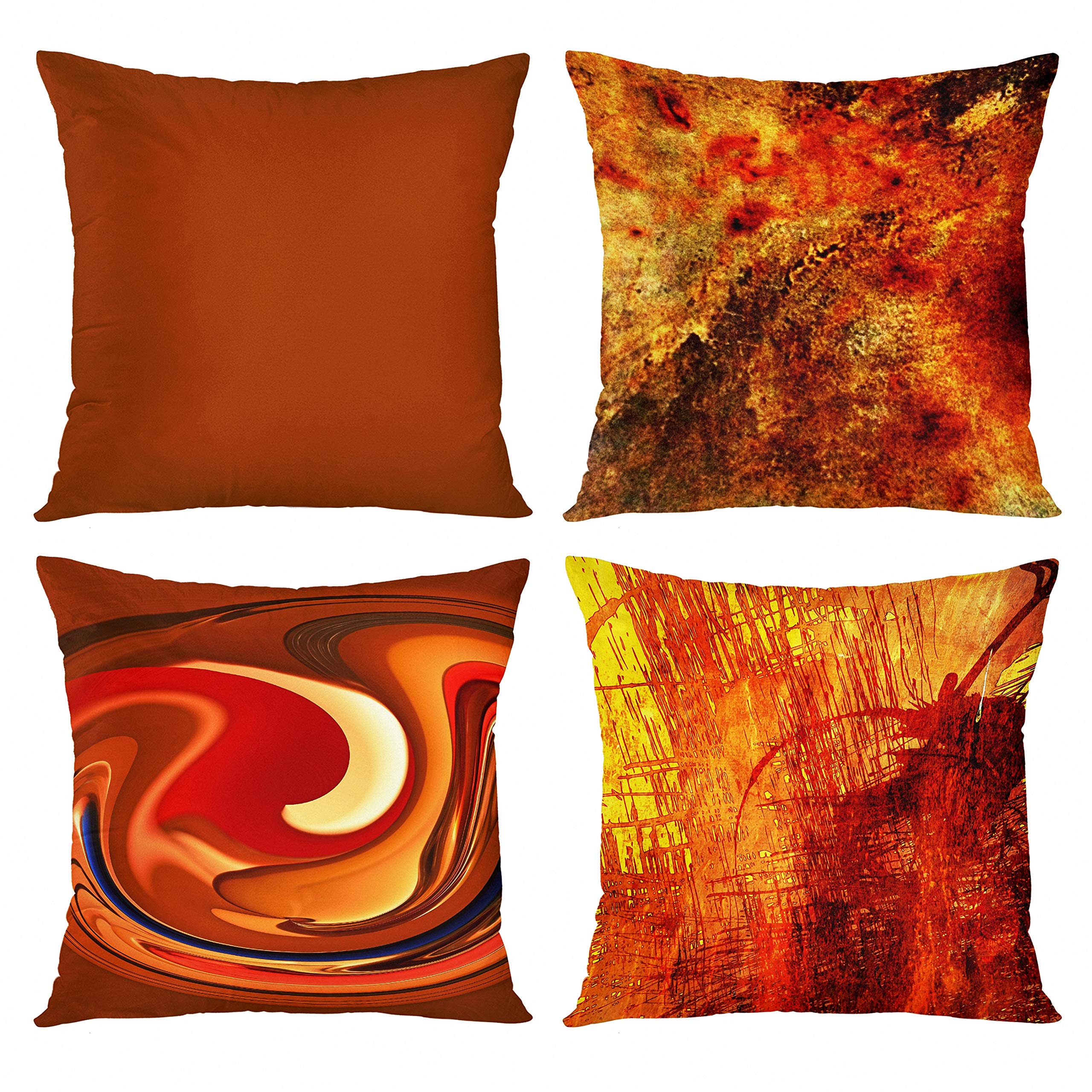 Book Cover Emvency Set of 4 Throw Pillow Covers Burnt Orange Abstract Red 20 Tan Funky Watercolor Grunge Monochrome Decorative Pillow Cases Accent Couch Home Decor Square 20x20 Inches Pillowcases 20 x 20 inches