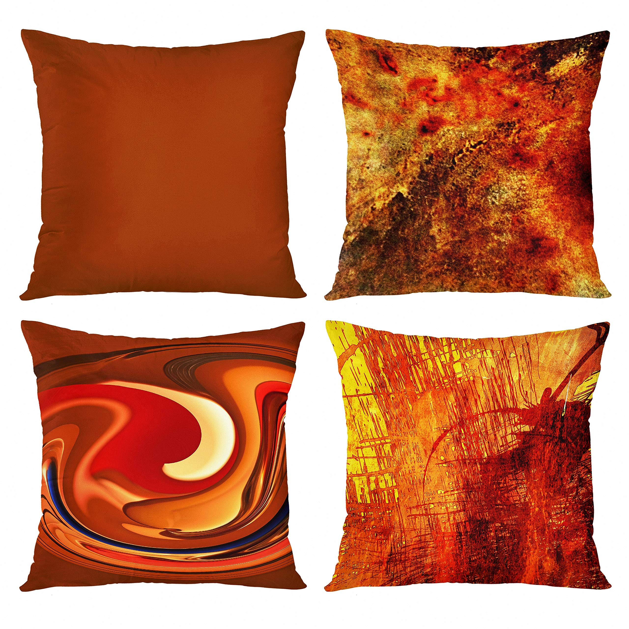 Emvency Set of 4 Throw Pillow Covers Burnt Orange Abstract Red 20 Tan Funky Watercolor Grunge Monochrome Decorative Pillow Cases Accent Couch Home Decor Square 20x20 Inches Pillowcases 20 x 20 inches