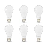 Amazon Basics A19 LED Light Bulbs, 100W Equivalent, 15W Energy Efficient, E26 Standard Base, Soft White 2700K, Non-Dimmable, 10,000 Hour Lifetime, 6-Pack