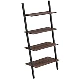VASAGLE Industrial Ladder, 4-Tier Bookshelf, Shelf for Living Room, Kitchen, Dark Brown ULLS43BF