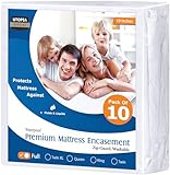 Utopia Bedding Waterproof Premium Mattress Encasement (Fits 10 Inches Mattress, Full) – Breathable Zippered Cover (Pack of 10, Full)