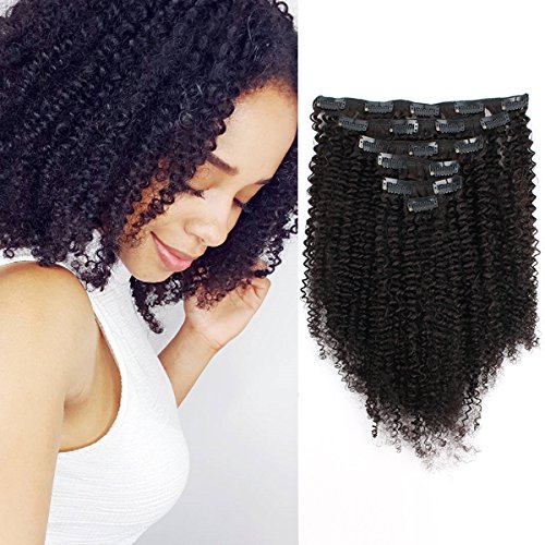ABH AmazingBeauty Hair 8A Grade Big Thick Real Remy 3C 4A Afro Clip In HumanÂ HairÂ ExtensionsÂ Curly for African American Black Women, 3C 4A, Natural Black, 120 Gram, 14 to 20 Inch