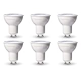 Amazon Basics MR16 LED Light Bulb, 50W Equivalent, Energy Efficient 7W, GU10 Base, Warm White 3000K, Dimmable, 10,000 Hour Lifetime, 6-Pack