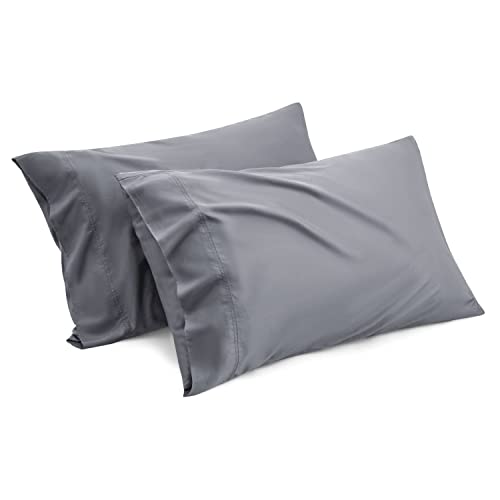 Book Cover Bedsure Bamboo King Size Pillow Cases 2 Pack - Grey Cooling Pillowcases Set of 2 with Envelope Closure, Cool and Breathable Pillow Case, 20x40 inches