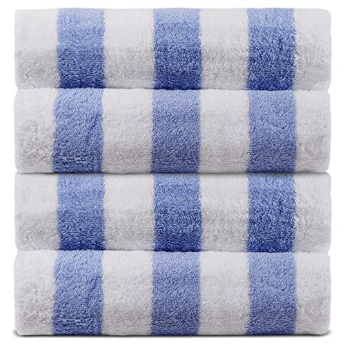Book Cover Luxury Hotel & Spa Towel 100% Cotton Pool Beach Towels - Cabana (Cabana Beach Towels - Set of 4, Light Blue)