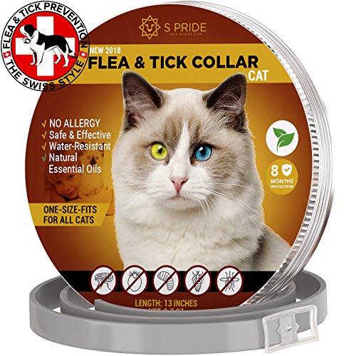 Сat Flea Collar Pet Essential Oil Pest Control Collars Flea and Tick Prevention for Cats 8 Months Flea Control & Cat Flea Treatment Kitten Collar with Natural Plant Extracts One Size Fits All