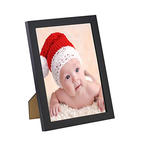 Higustar 4x6 Picture Frame Made by Solid Wood for Table Top Display and Wall Mounting Photo Frame Black