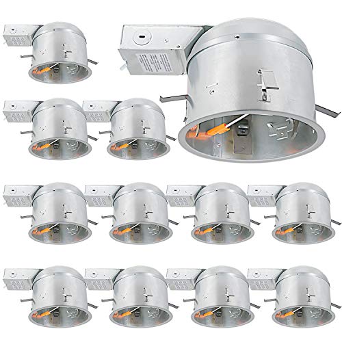 12 Pack 6 Inch Remodel Housing, Shallow Type Airtight IC Can Housing with TP24 Connector for LED Recessed Downlight Retrofit Kit, Recessed Light, ETL Listed