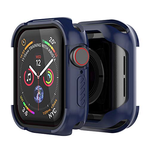 Book Cover UMTELE Compatible with Apple Watch 4 Case 44mm 2018, Shock Proof Protective Rugged Case Scratch Resistant Bumper Cover Replacement for Apple Watch Series 4, 44mm (Blue)
