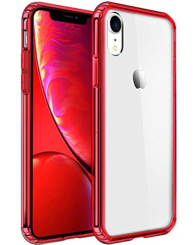 Book Cover Mkeke Compatible with iPhone XR Case,Clear Anti-Scratch Shock Absorption Cover Case for iPhone XR Red