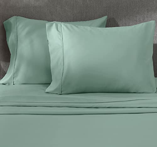 Book Cover Pillow Cases Set of 2 Queen / Standard Size, Soft 100% Cotton Sateen, 400 Thread Count, Cool & Smooth Pillow Cases ( Sage Green )