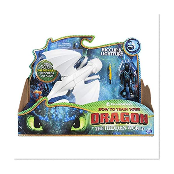 Dreamworks Dragons, Lightfury and Hiccup, Dragon with Armored Viking Figure, for Kids Aged 4 and Up