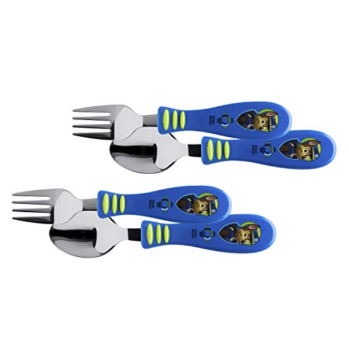 Zak Designs Paw Patrol - Kid Flatware Set with Fun Character Art on Both Utensils, Non Slip Fork and Spoon Set is Perfect for Encouraging Picky Kids to Finish Their Plates (2 pk, BPA-Free)
