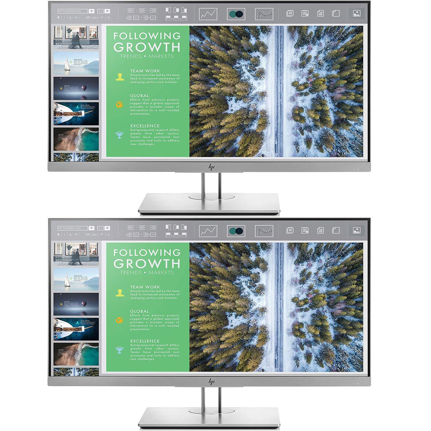 HP EliteDisplay 23.8-Inch Screen LED-Lit 2-Pack Monitor Silver (1FH47A8#ABA)