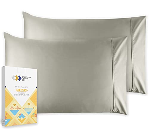 Taupe Pillow Cases Standard Size, Soft 100% Cotton Sateen, Cool & Smooth 400 Thread Count Pillow Cases (Taupe)
