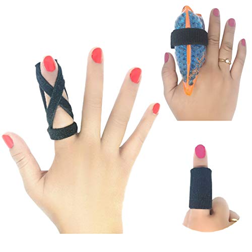 BodyMoves Finger Splint Design Plus Hot and Cold Finger Gel Pack Plus Sleeve Trigger Finger Mallet Broken Finger Post Operative Tenosynovitis(Coal Black)