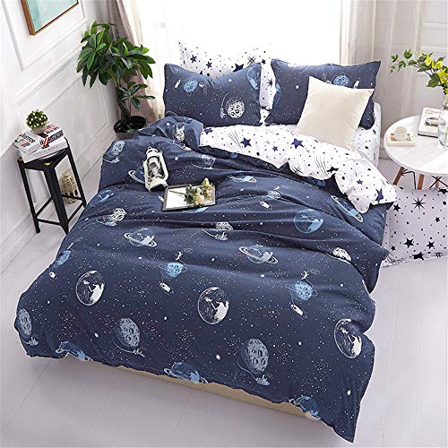 Book Cover JQWUPUP Galaxy Space Bedding Twin Boy, Microfiber Planet Boy Duvet Cover Twin Gift for Teens Kids, Universe Duvet Cover Lightweight