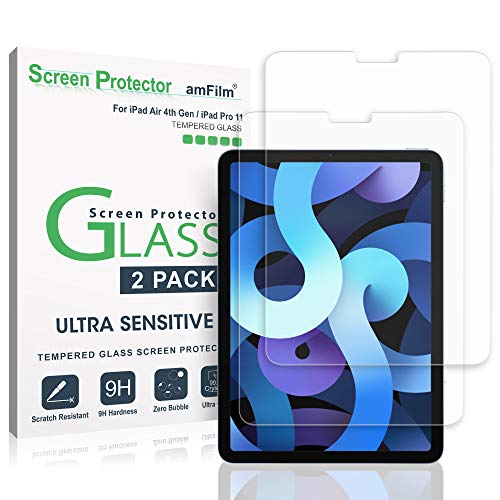 Book Cover amFilm (2 Pack) Glass Screen Protector compatible with iPad Air 4 (10.9