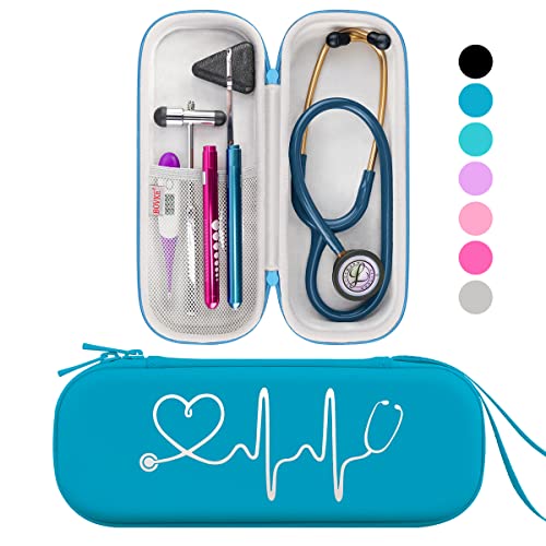 Book Cover BOVKE Travel Carrying Case Compatible with 3M Littmann Classic III, Lightweight II S.E, MDF Acoustica Deluxe Stethoscopes, Extra Room for Medical Scissors EMT Trauma Shears LED Penlight, Turquoise