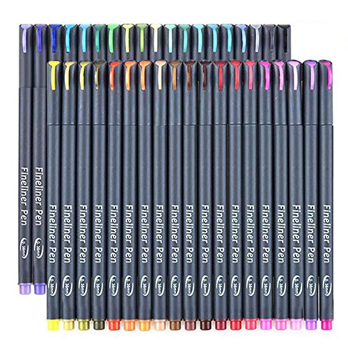 Book Cover Colored Pens, 38 Fineliner Porous Fine Point Pens with 2 Stencils, Fine Tip Drawing Markers Perfect for Journal Planner Adults Coloring Office College Art Supplies by Smart Color Art